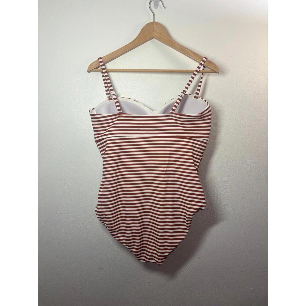 Kona Sol Red & White Stripe One Piece Swimsuit Size Large - Picture 2 of 6